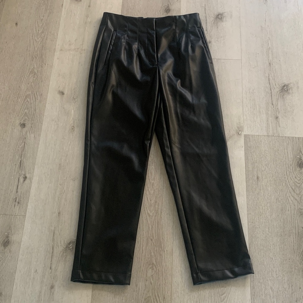 Laundry by shelli segal faux leather sz S trousers black classic elegant pocket